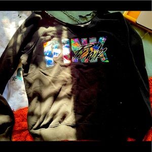 Victoria secret PINK tropical off the shoulder crew neck, black. Size M